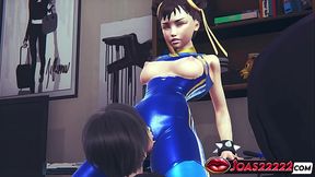 Chun Li Street Fighter 6 Fetish Porn &ndash_ Sexy Cosplay Anime Girl In Blue Latex Costume Gets Her Pussy Licked Through Tight Pants In 3D Hentai Honey Select 2 Until She Moans And Orgasms Hard
