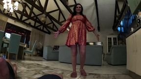 🍳 red & gold dress kitchen play – spanking, blowjob, doggy & intense orgasm 298