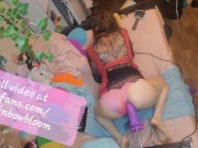 Taking a huge horse cock from my fucking machine doggy style anal