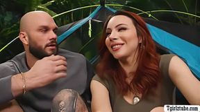 TS Mountain climber gets ass fucked in the tent