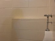 Big dick stud wanks and cums in park restroom urinal