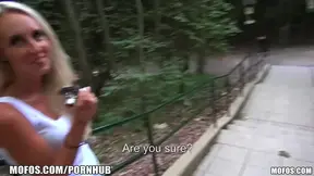 Euro blonde gets picked up and sucks big cock