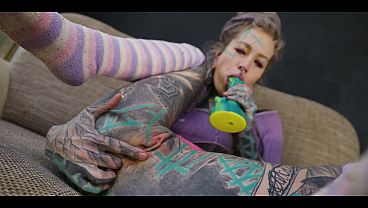 Tattooed Hippie'_s ANAL Fucking with Big Toy and Get Fuck by Real Big Cock