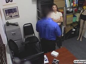 Eva kneels and starts sucking bigcock