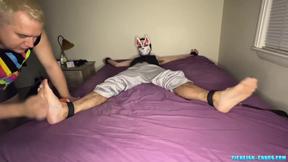 ”Masked amateur Foxy Sox tickled all over skinny body”