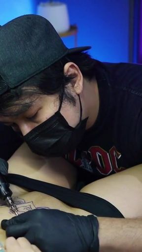 Indian Bhabhi can't stop Squirting while getting a Tattoo   Clip 1