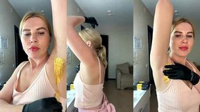 self-depilation from a hot blonde milf