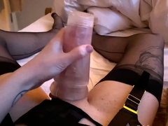 Shemale tranny enjoying solo masturbation