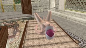 Beautiful Shemale Inserts Bottle in Ass on Bed 3D Cartoon Hentai