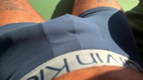 Hot Babe gives fast and sloppy Handjob on the Terrace over the Ocean