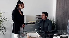 Boss and coworker dominate new guy employee