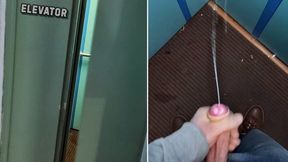 Wanking off and nutting in a public ELEVATOR! I can be seen at any moment!