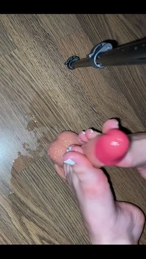Wet Sloppy Foot Job on Dildo