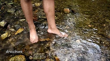 A foot bath in the river