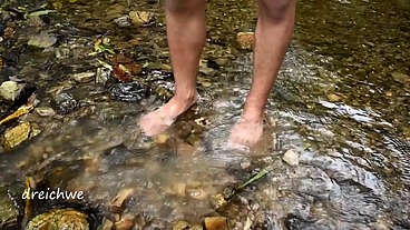 A foot bath in the river