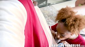 ”Ebony tutor sucks her students meat as a reward”