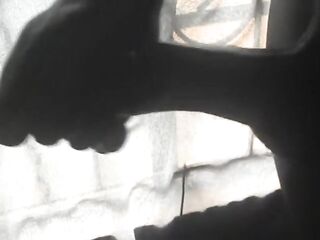 VERIFIED AMATEUR JACKING OFF HIS BIG RAMROD THROUGH THE WINDOW