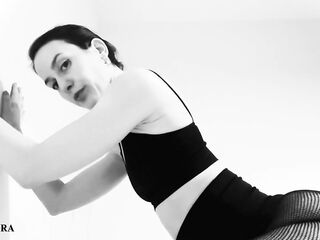 Fishnet Tights Ass and Feet Tease in Black and White