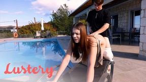 Russian amateurs fuck poolside like horny sluts