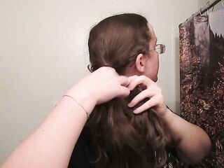 Removing a Side Bun with Long Hairy Hair