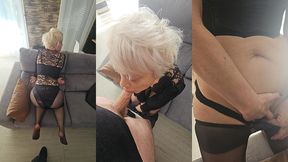milf mature en collant et culotte ouverte ce fait defoncer la chatte et le cul ...