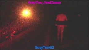 Outdoor Brunette Striptease Slutwalk