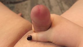 Closeup of chubby transperson jerking off and cumshots