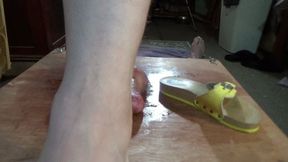 231lb FLAT BOTTOM SLIPPERS, CLOGS & BAREFOOT COCK & BALL CRUSH w HAPPY ENDING, VIEW 2 PT2