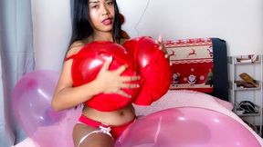 Santa's Helper Looner Camylle Stuffs Huge Balloon Boobs While Riding A Big Zeppelin Balloon