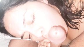 POV stepbrother takes advantage of the fact that they are alone at home and goes to stepsister&#039;s room to surprise her with his c