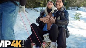 Skiing mishap leads to sexy daddy action