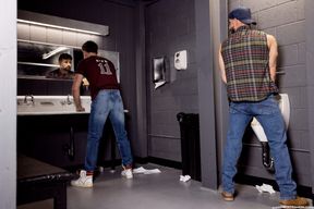 Wild & dirty gay ass pumping in a public restroom - Sean Maygers & Drew Dixon