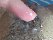 Sperm after camshot on my hairy pussy closeup