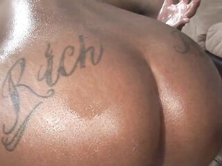 Stunning ebony babe creampied by a big black jock