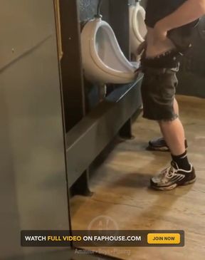 Amateur Guy Caught in Public Urinal (he Can't Pee so He Prefers to Jerk off)