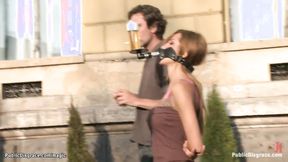 ”Titty blond Romanian babe public banged”