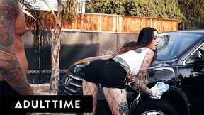 ADULT TIME - Bored Rocky Emerson TEASES Classmate While Washing Car &amp; Gets Her SOAPY PUSSY Pounded!