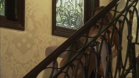 Busty Asian gets her pussy and ass destroyed by muscular guy on the stairs