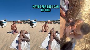 tiago gaucho - putao seduziu o dotado na praia e chamou pra engasgar na pica - sexo oral na praia de nudismo