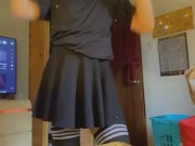 Femboy dances and flashes you with soft cute uncut cock