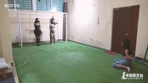 Bound Brunette's Asian Domination Siege in Silk Stockings