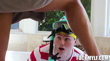 Secret stepmom Rachael Cavalli gives stepson a nasty blowjob