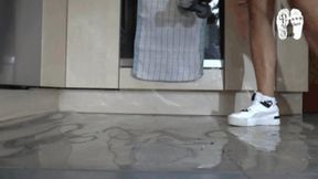 Lego Car under Sneakers floor view