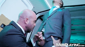 Suited mafioso Bruno Max barebacks Jonathan Mirandas tight butthole