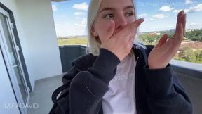 Public Balcony Blowjob by Beauty Mira