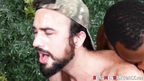 ”Black stud Micah Martinez & Mason Lear are barebacking roughly with August Ale”