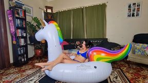 Punch Ball B2Ps on Inflatable Unicorn