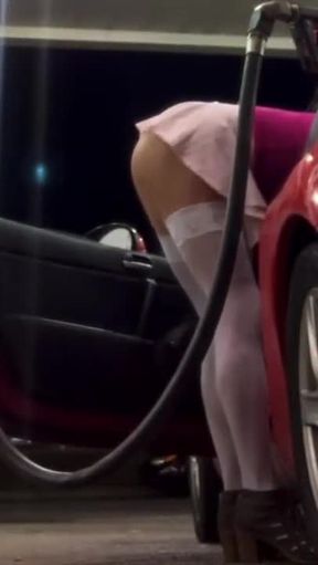 Hot t Resist Pumpng herself at the Gas Pump CindieLove