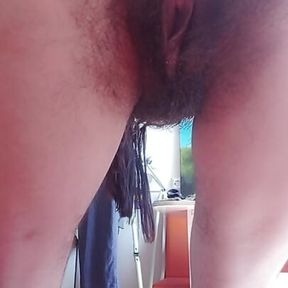 Hairy milf is practicing poses to seduce her bbc partner. Hairy asshole closeup.