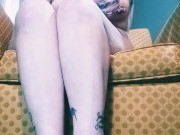 Topless foot tease while I smoke